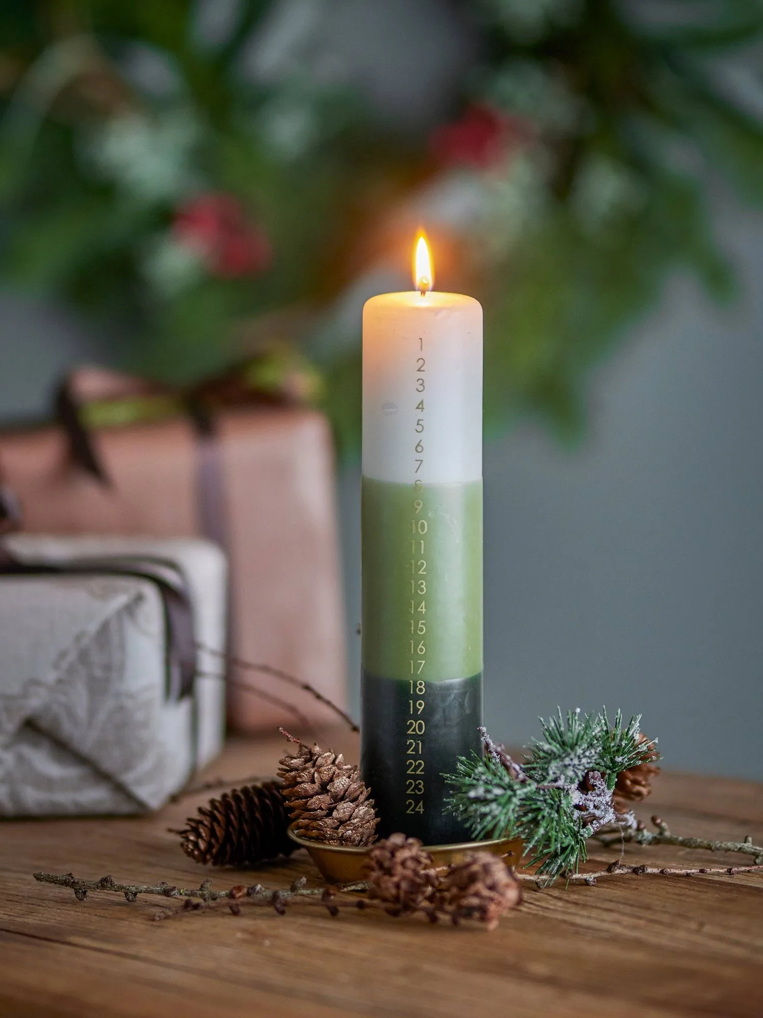 Velas de Adviento Dip Dye, Verde, 25 cm Bloomingville