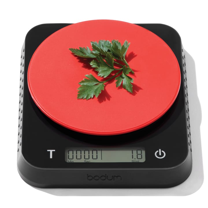 Báscula de cocina Bistro 13x15,7 cm, Negro-rojo Bodum