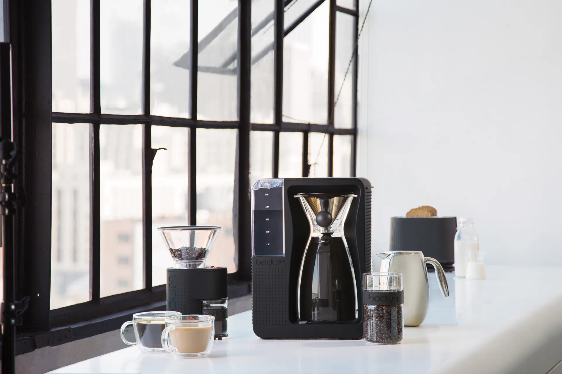 Taza café con leche con asa Bistro doble pared 45 cl, set de 2 Bodum