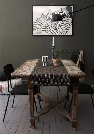 Camino de mesa de algodón Jute check 35x120 cm - Negro - Boel & Jan