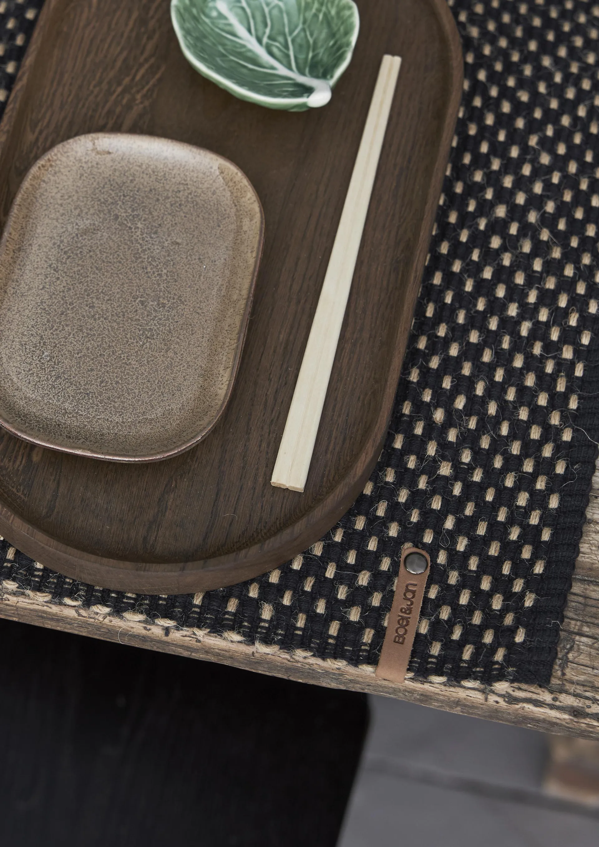 Mantel individual de algodón Jute check 35x45 cm, Negro Boel & Jan