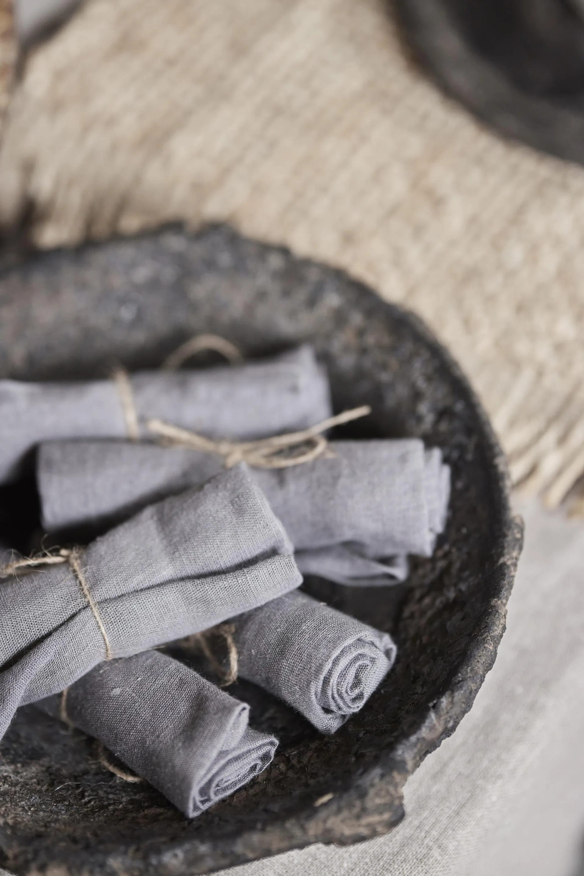 Servilleta de lino Mandela 40x40 cm 4-pack, Gris Boel & Jan