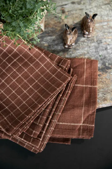 Servilletas de algodón Lunnevik 40x40 cm 4 unidades - Marrón - Boel & Jan