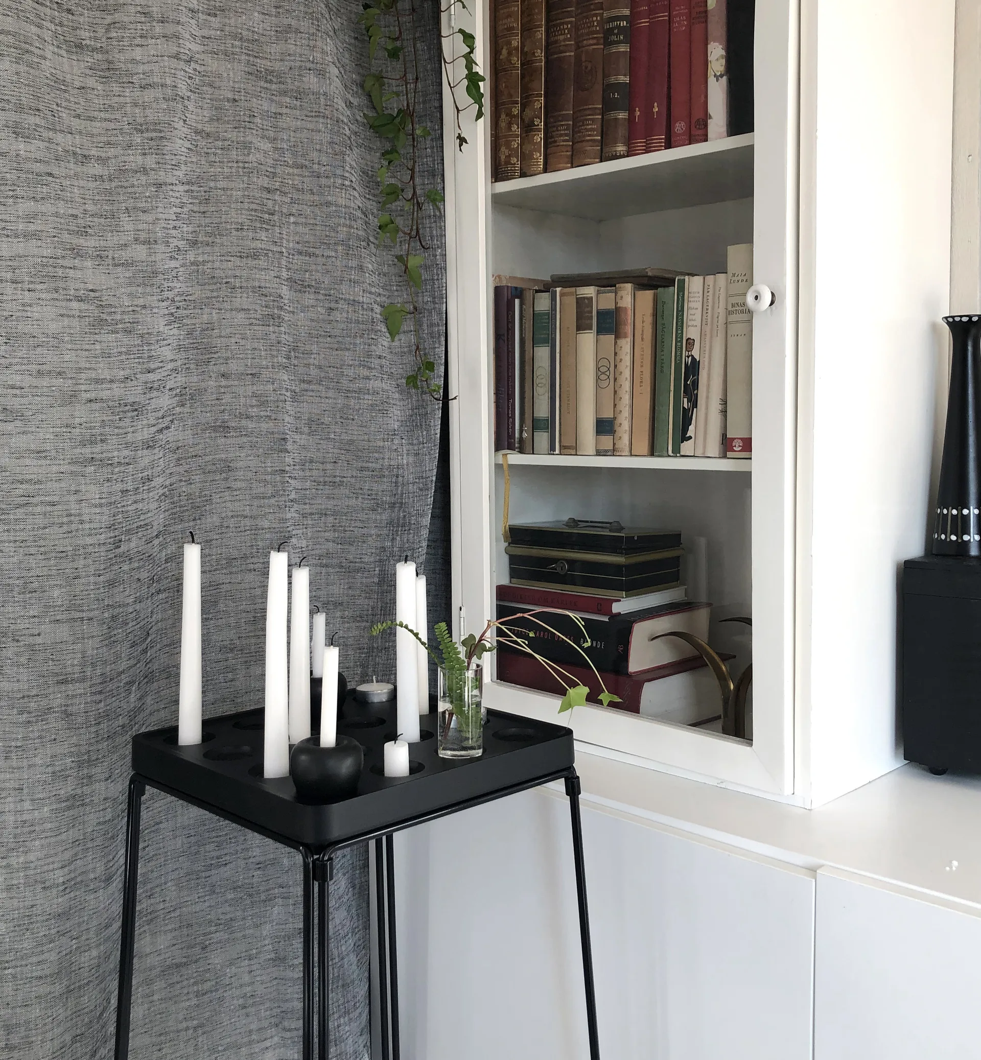 Portavelas Stumpastaken negro, grande Born In Sweden