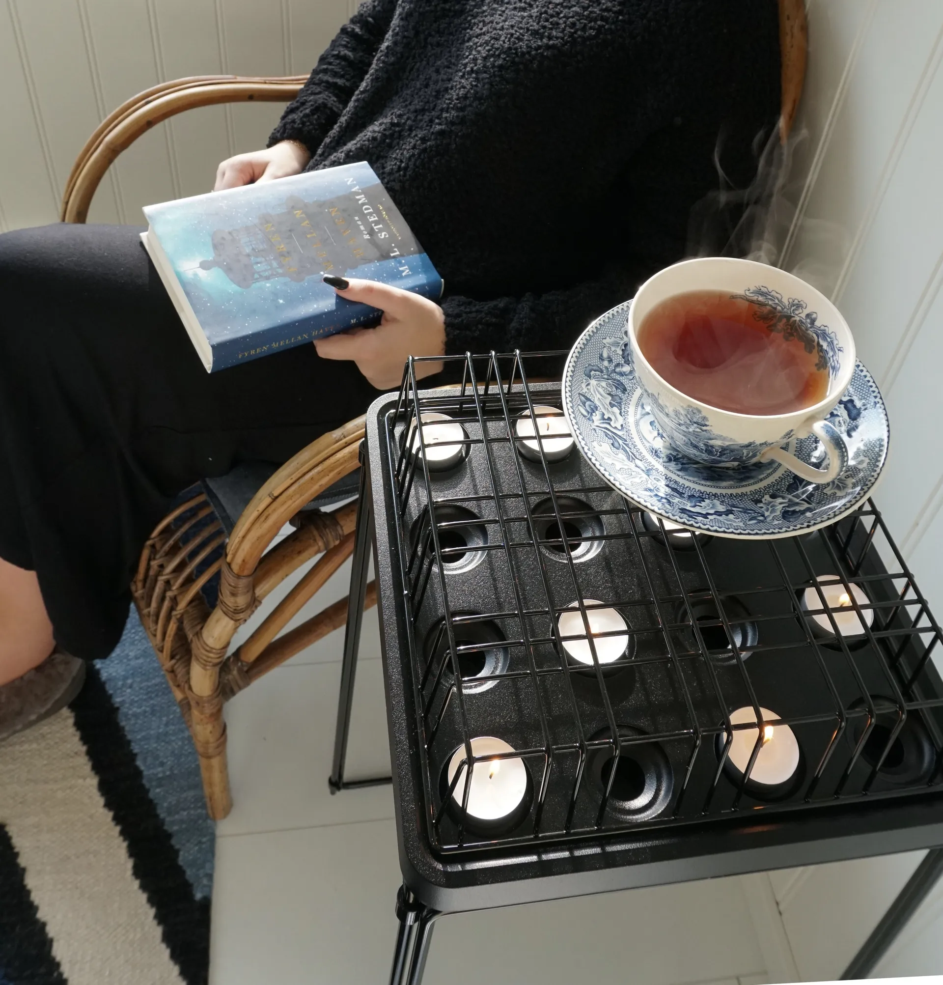 Portavelas Stumpastaken negro, grande Born In Sweden