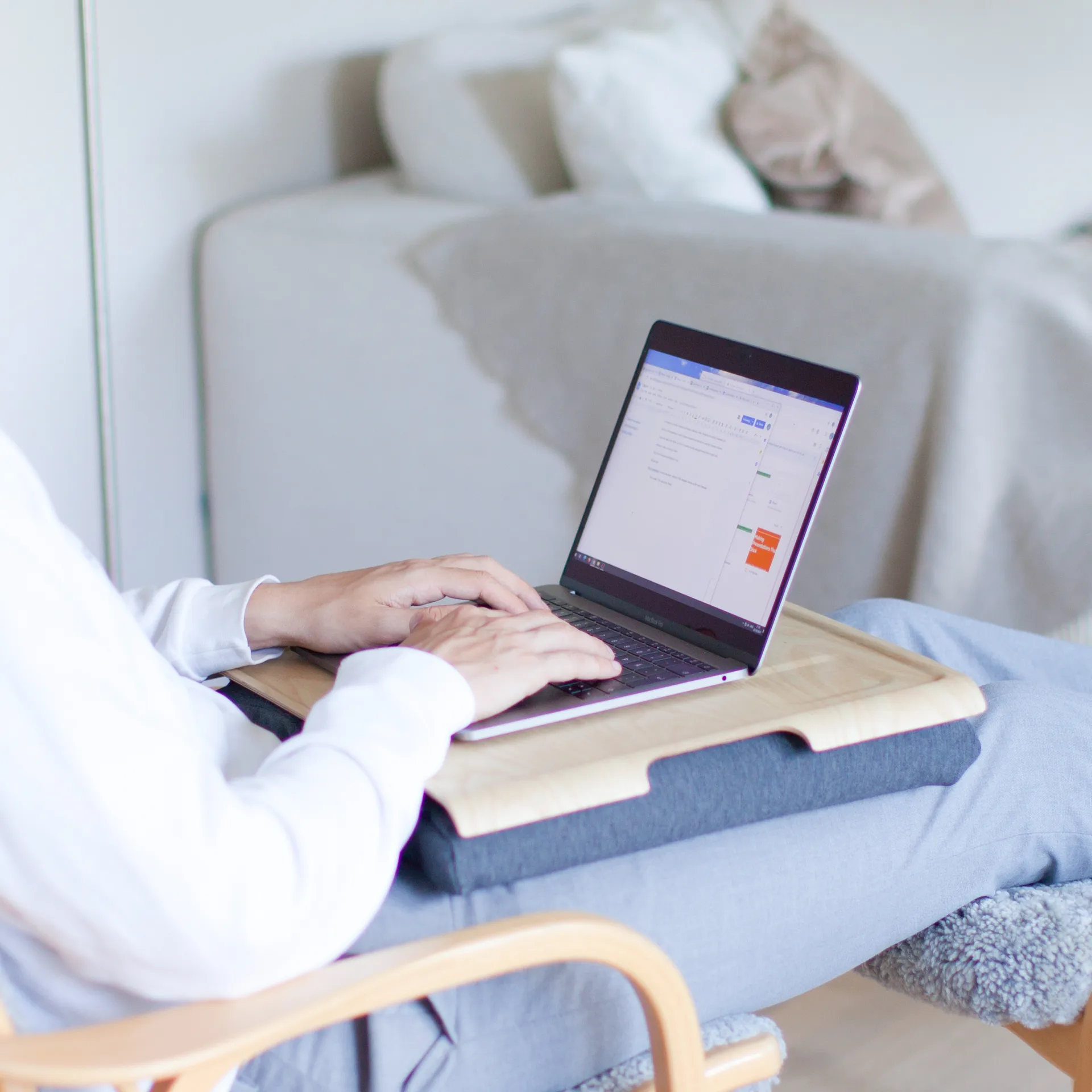 Bandeja de regazo para portátil Bosign, madera de fresno-gris Bosign