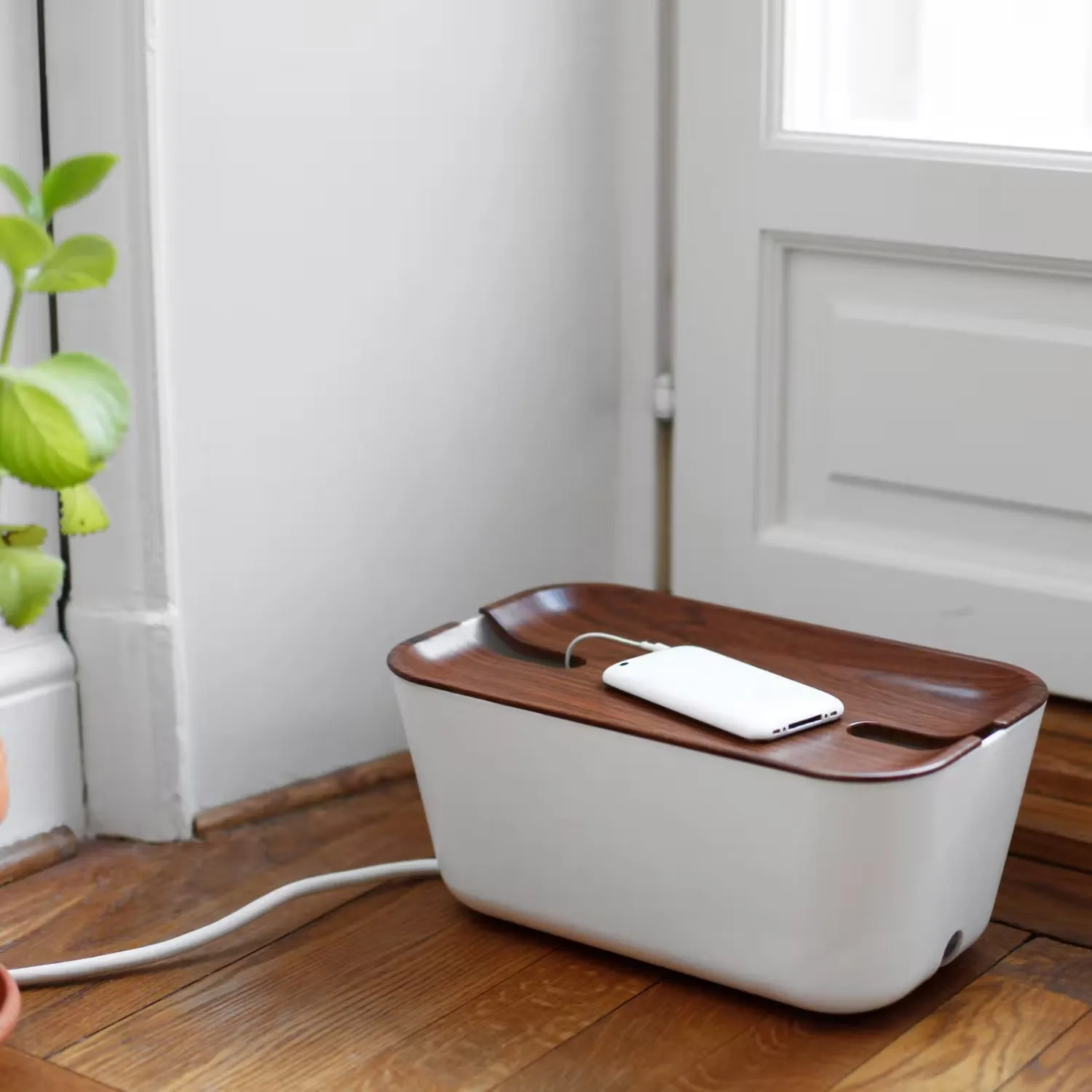 Caja para cables Cable Organiser M, tapa impresión madera oscura Bosign
