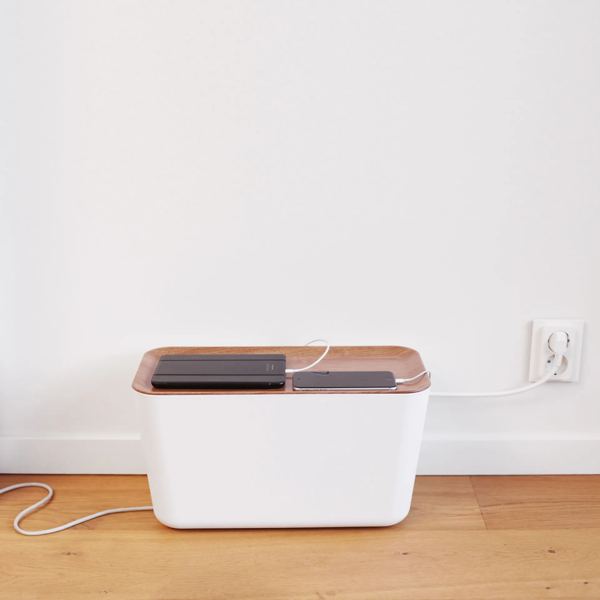 Colector de cables Cable Organiser XXL, madera-blanco Bosign