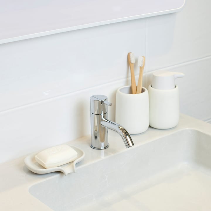 Jabonera con drenaje Soap Saver Flow hormigón, Blanco Bosign