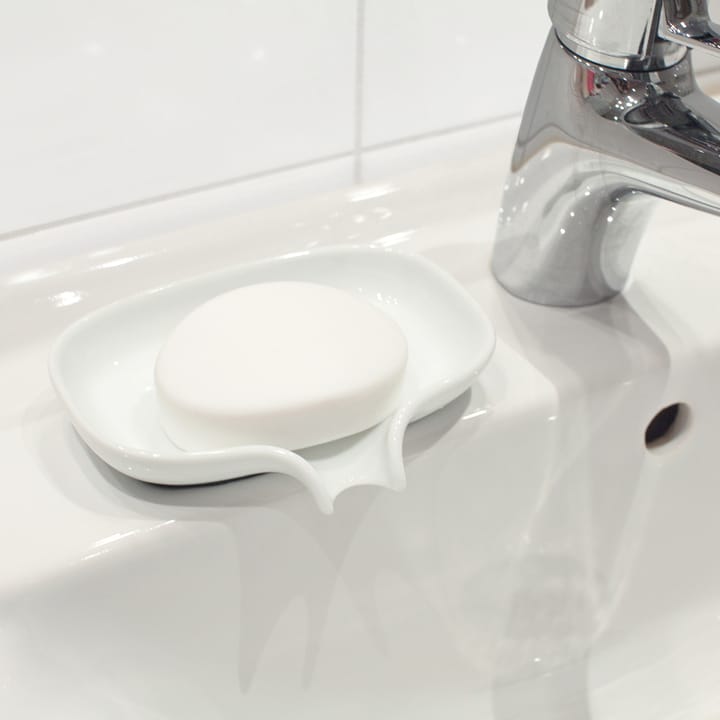 Jabonera porcelana con pico para goteo, blanco Bosign