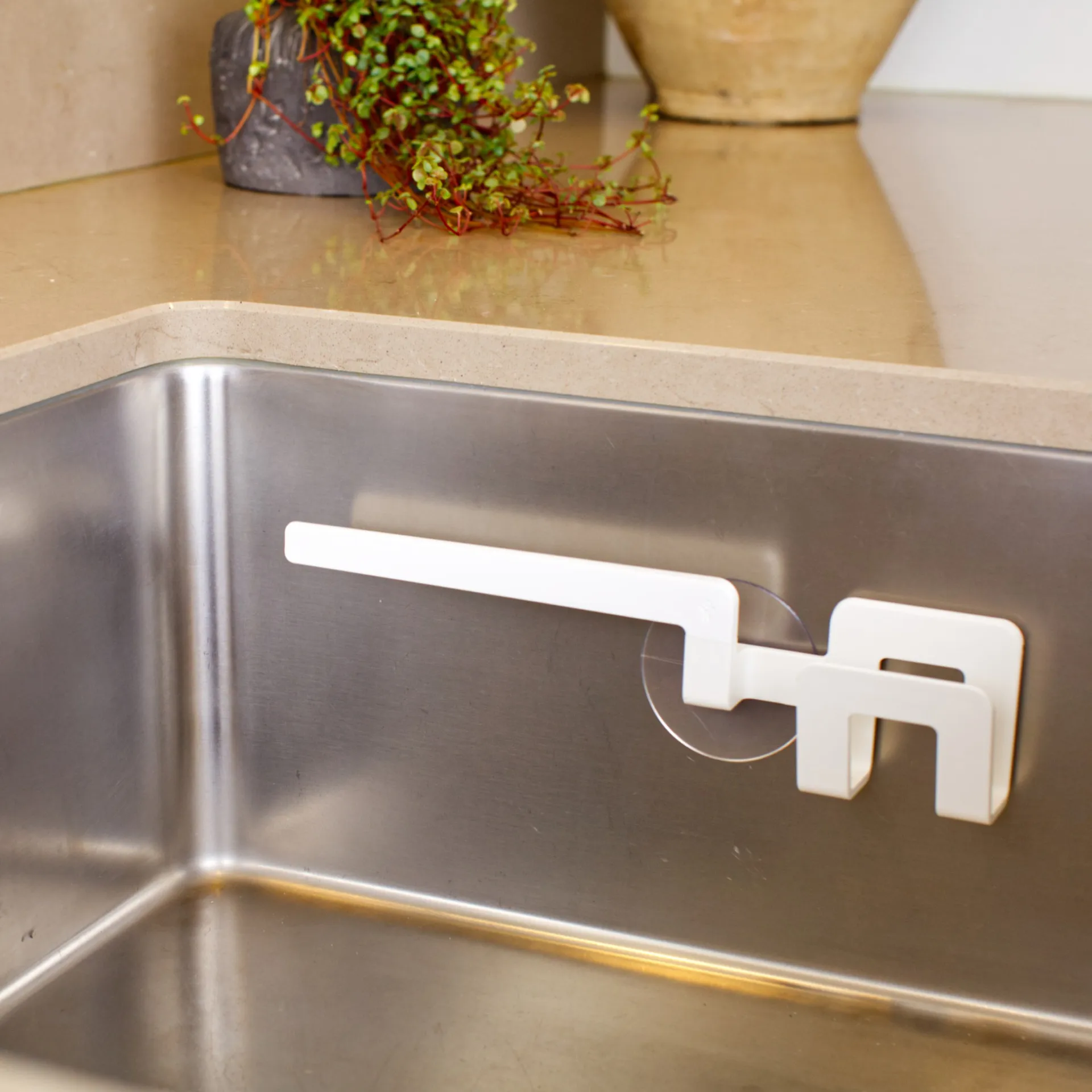 Soporte para paño de cocina y esponja con ventosa, Blanco Bosign