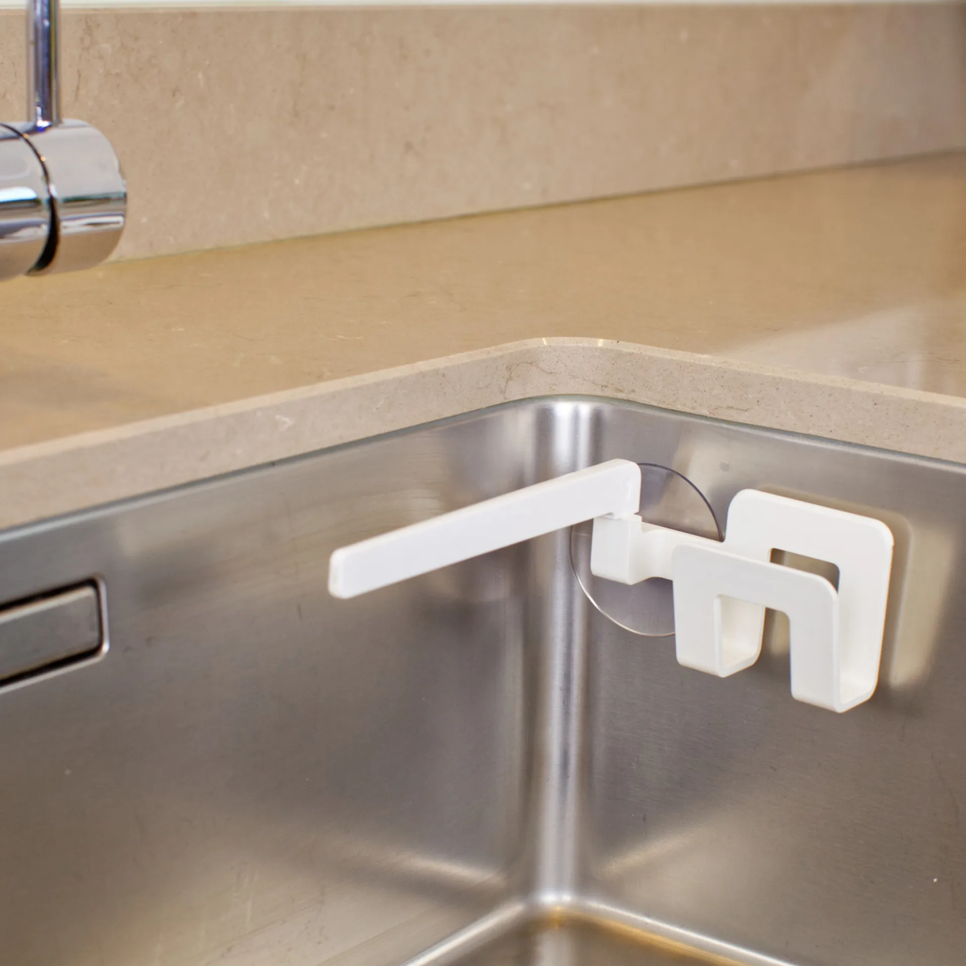 Soporte para paño de cocina y esponja con ventosa, Blanco Bosign