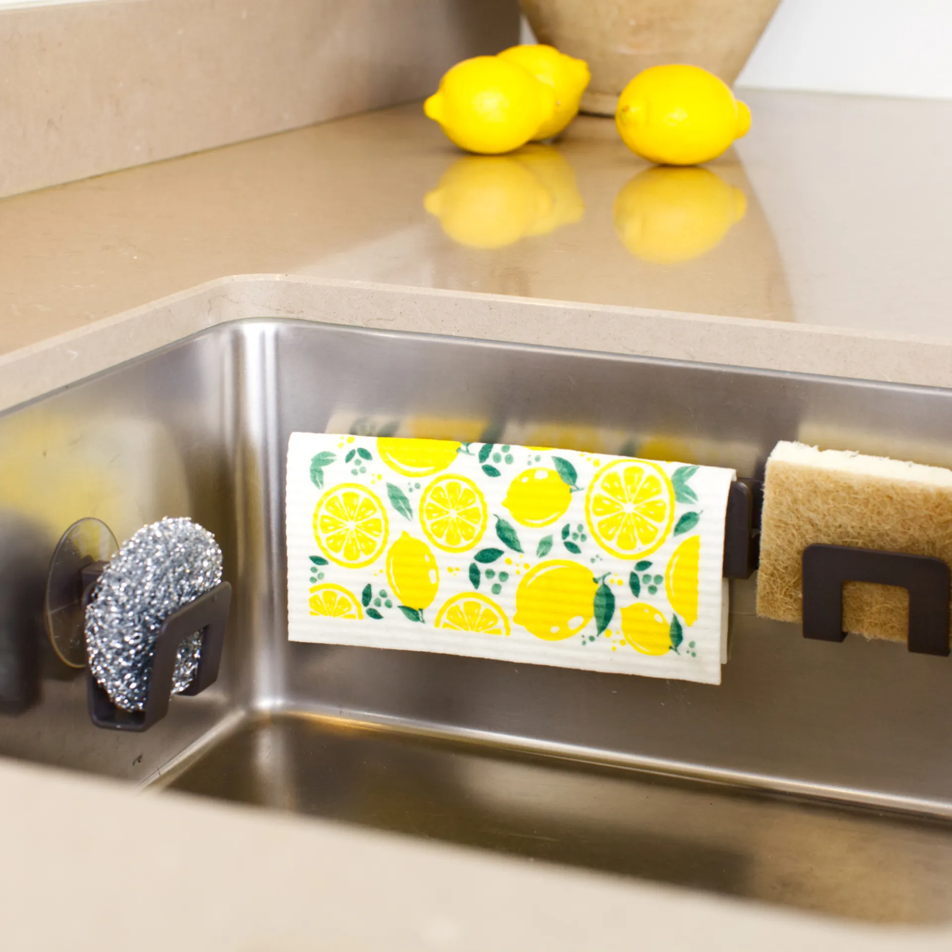 Soporte para paño de cocina y esponja con ventosa, Gris grafito Bosign