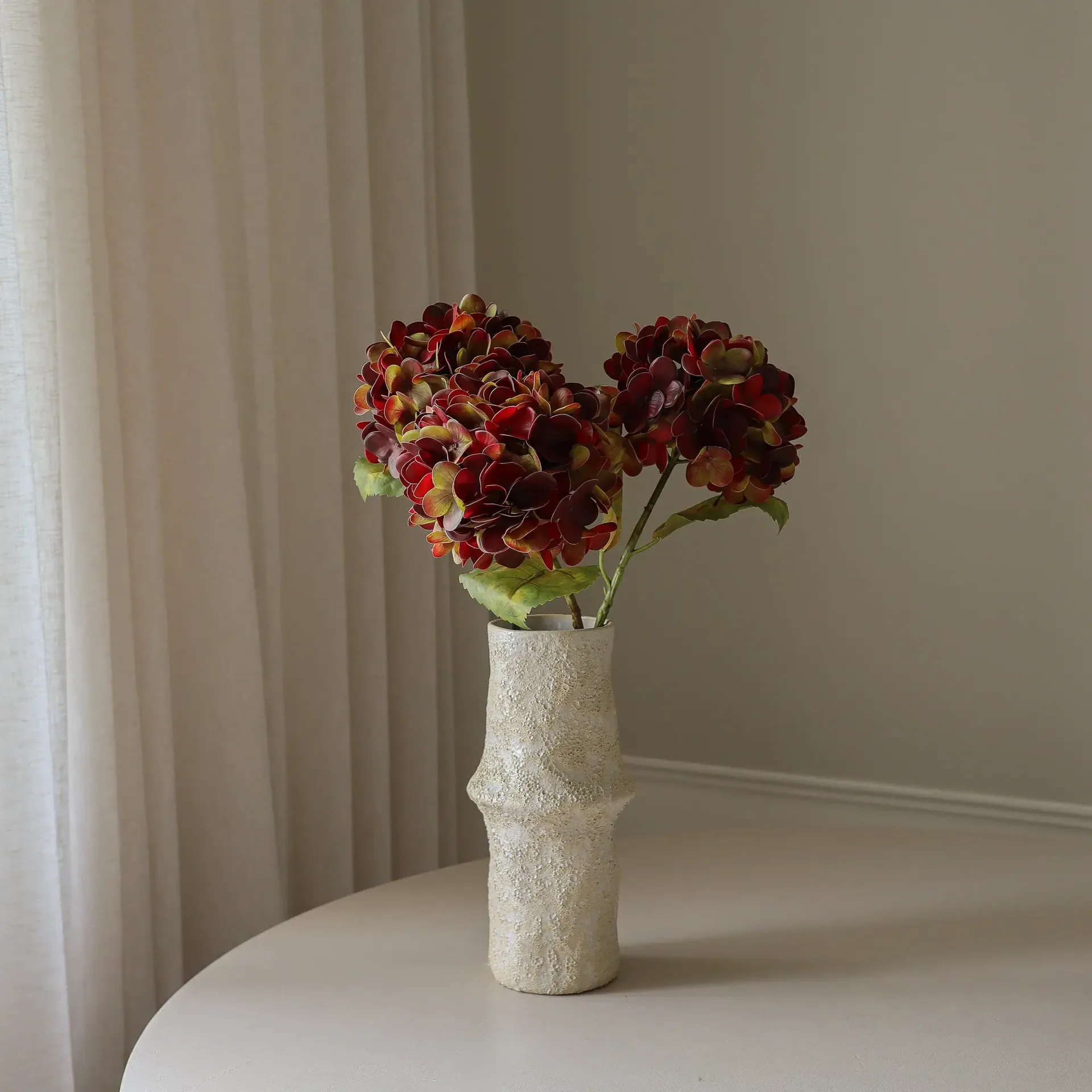 Flor artificial de hortensia, Deep burgundy, 60 cm, 1 ud. Botané