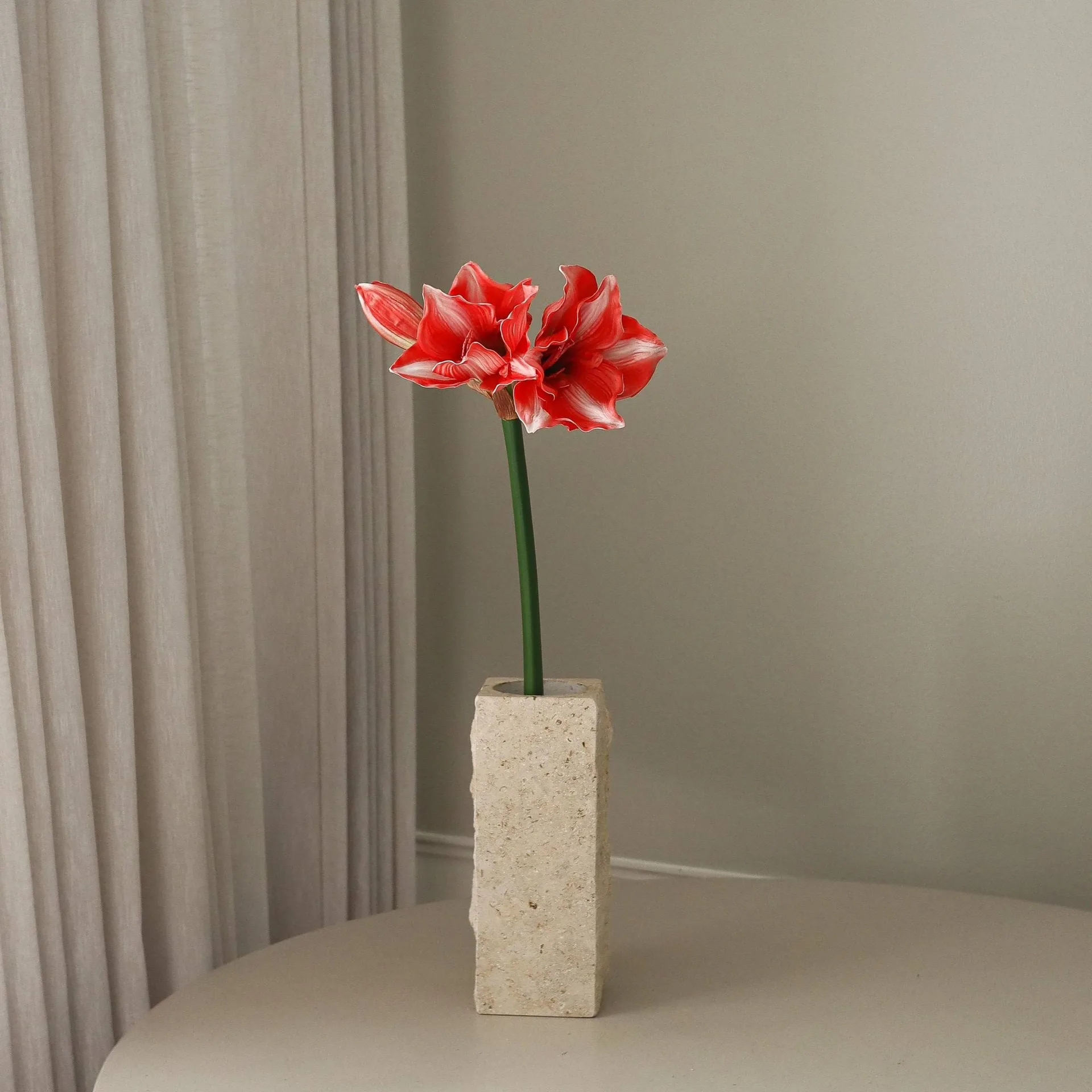 Flor sintética Amaryllis, Rojo oscuro, 72 cm Botané