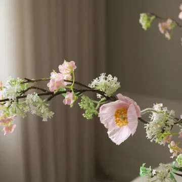 Ramo artificial Blossom Veil - Amapola, blanco nieve - Botané