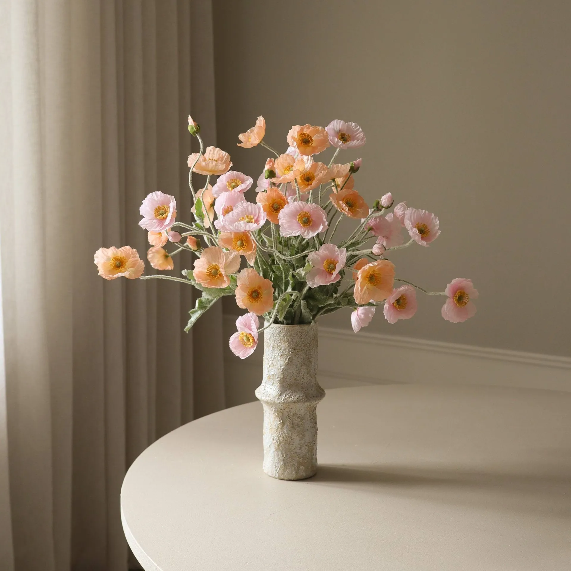 Ramo artificial de amapolas, Sorbet Kisses, rosa claro-coral 11 ud. Botané