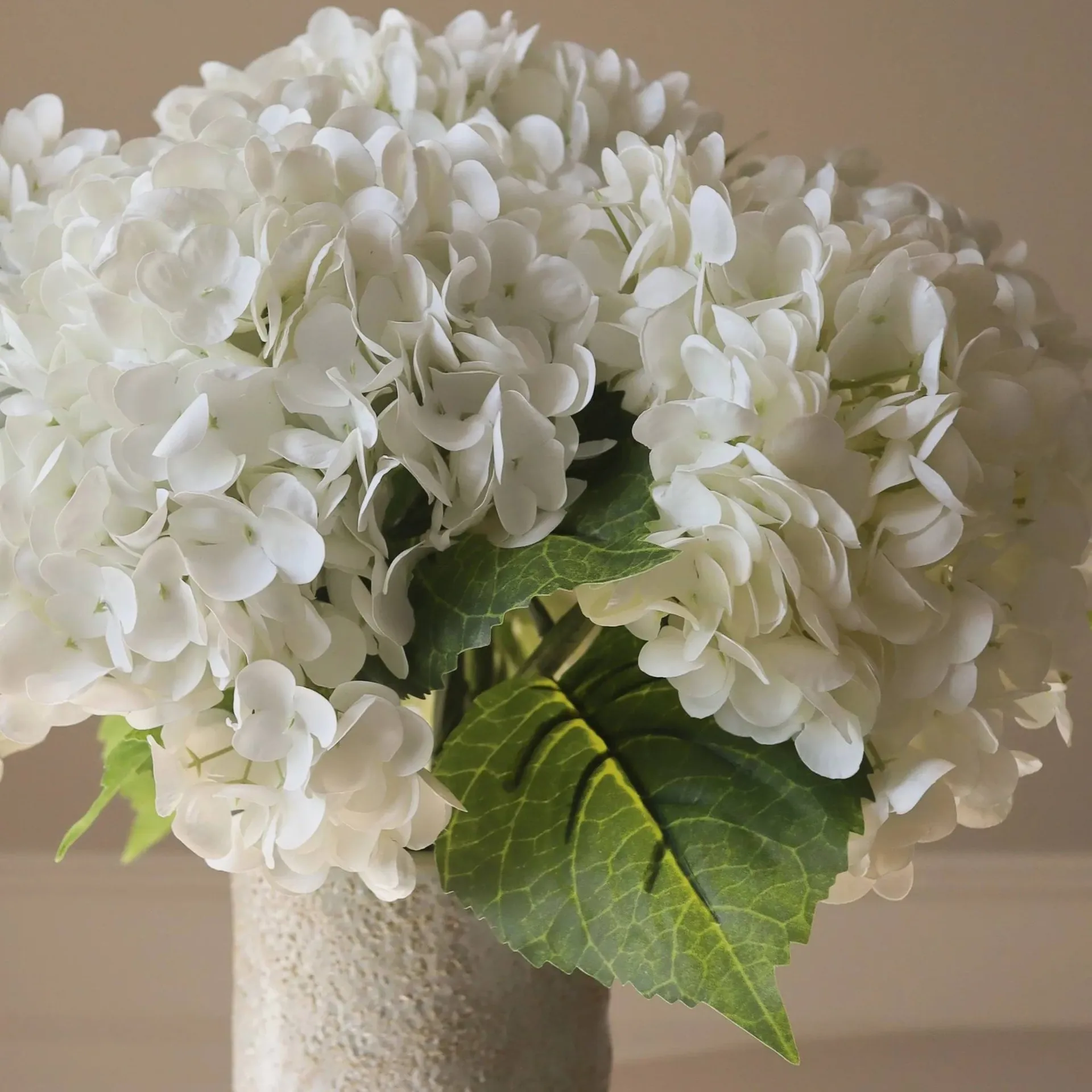 Ramo artificial de hortensias, Blanco, 7 ud. Botané