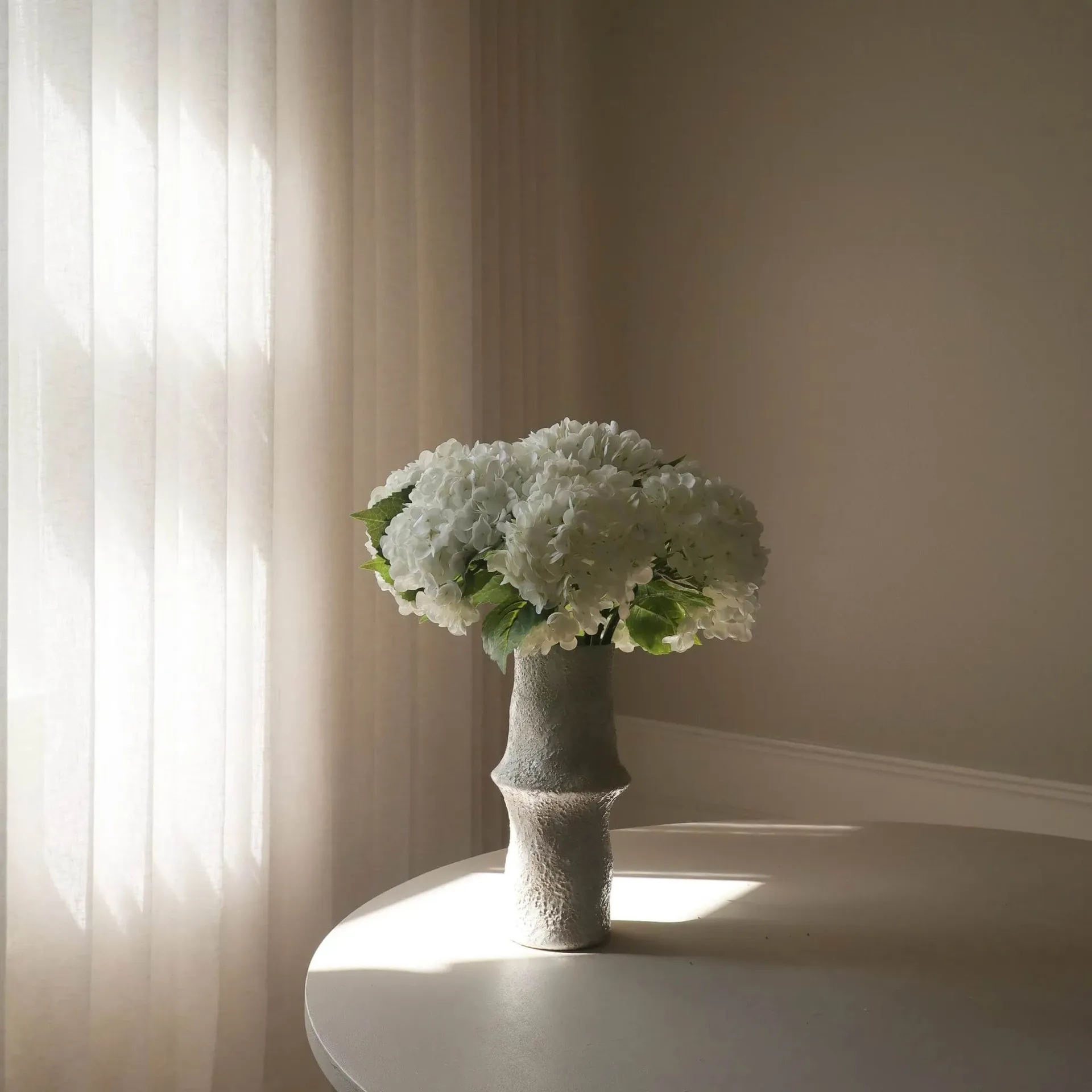 Ramo artificial de hortensias, Blanco, 7 ud. Botané