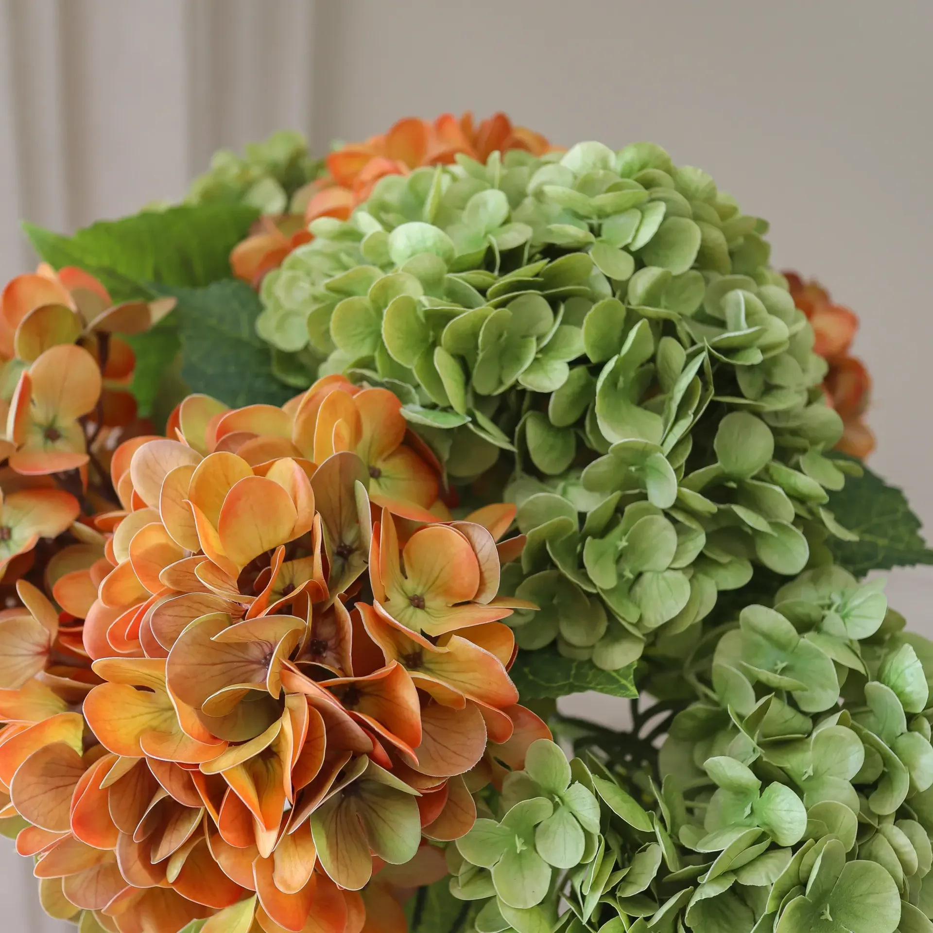Ramo artificial de hortensias, Copper, 60 cm, 7 uds. Botané
