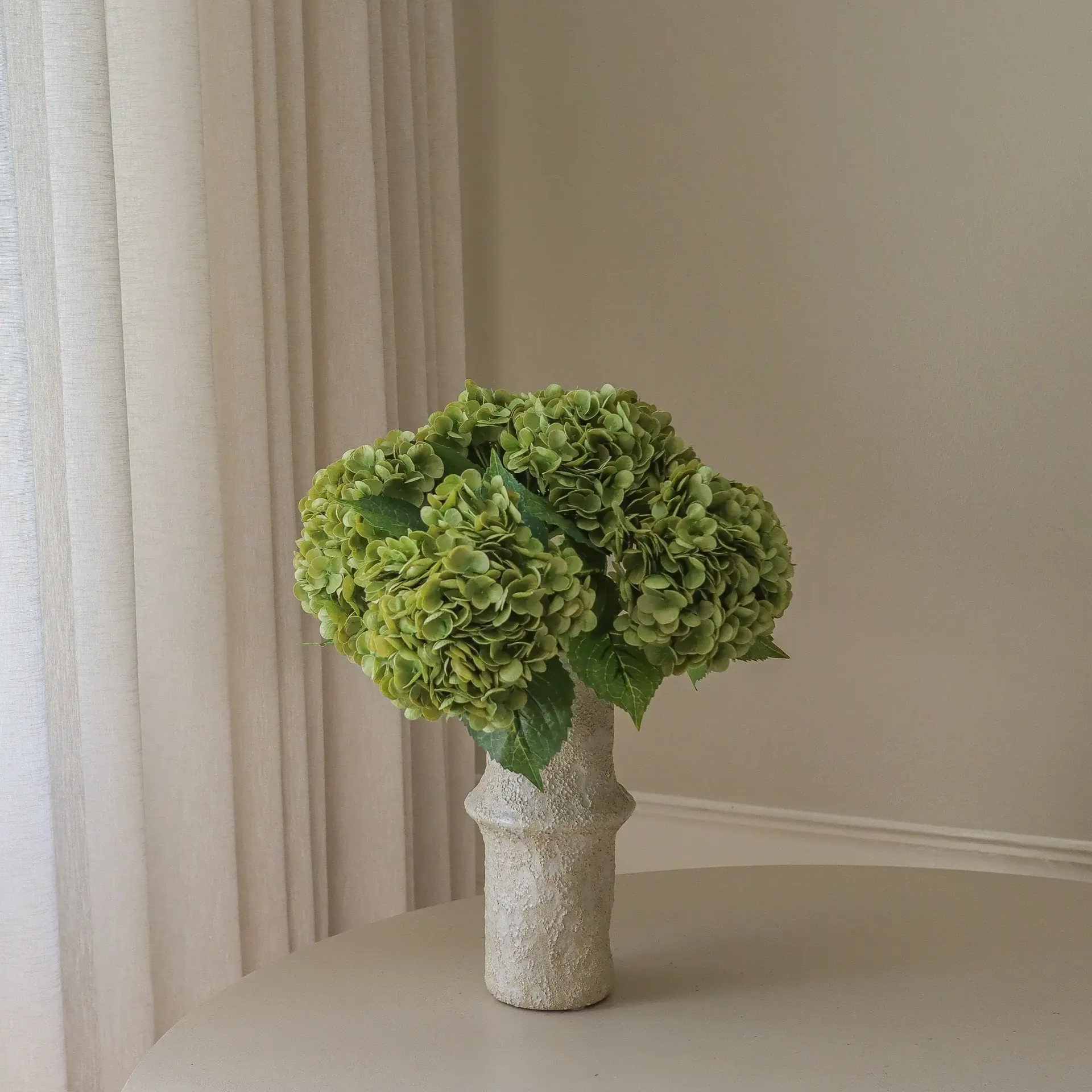 Ramo artificial de hortensias, Moss green, 51 cm, 6 uds Botané