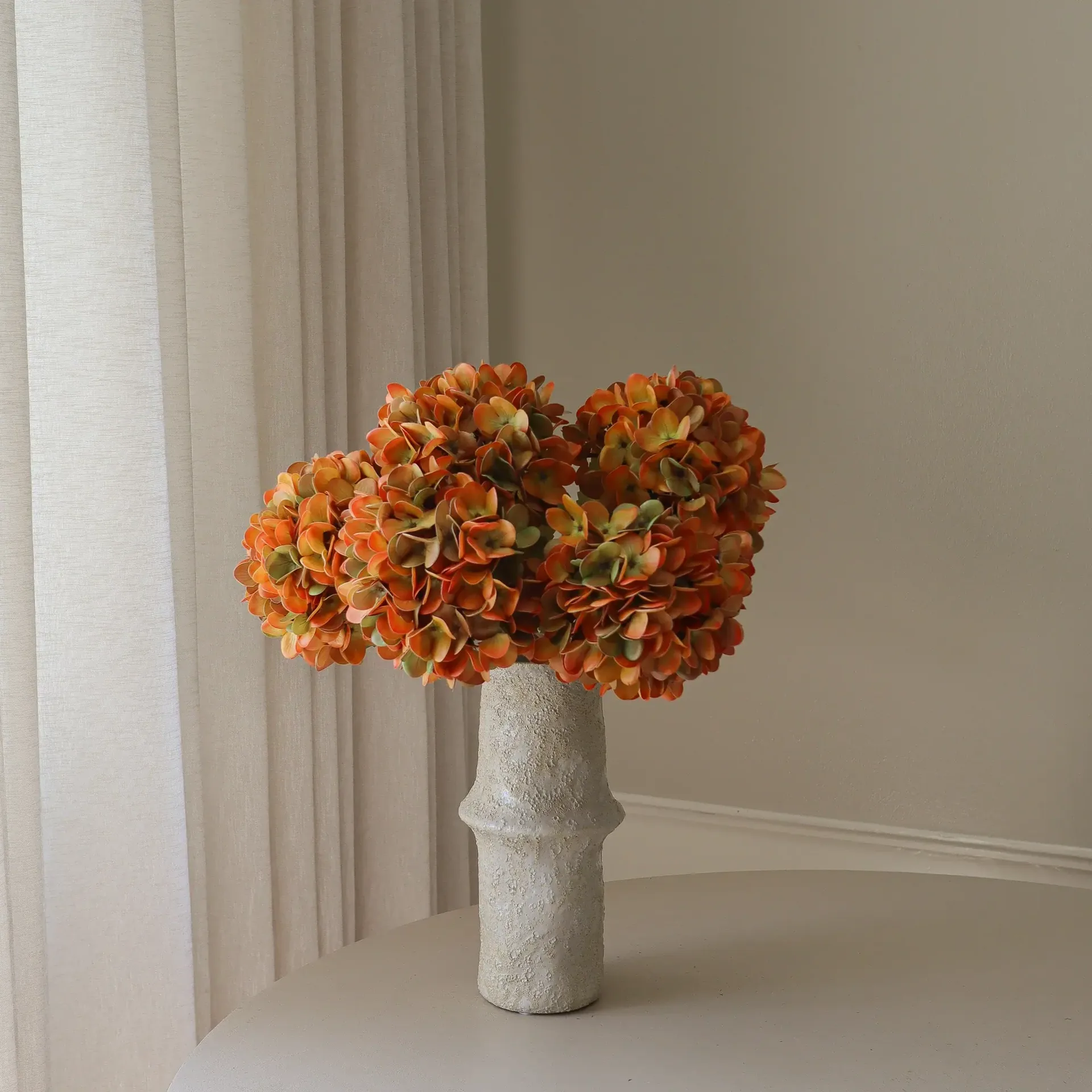 Ramo artificial de hortensias, Orange, 60 cm, 6 uds Botané