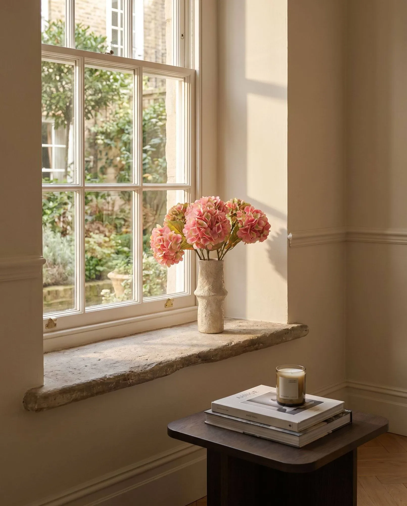 Ramo artificial de hortensias, Soft pink, 60 cm, 5 uds Botané