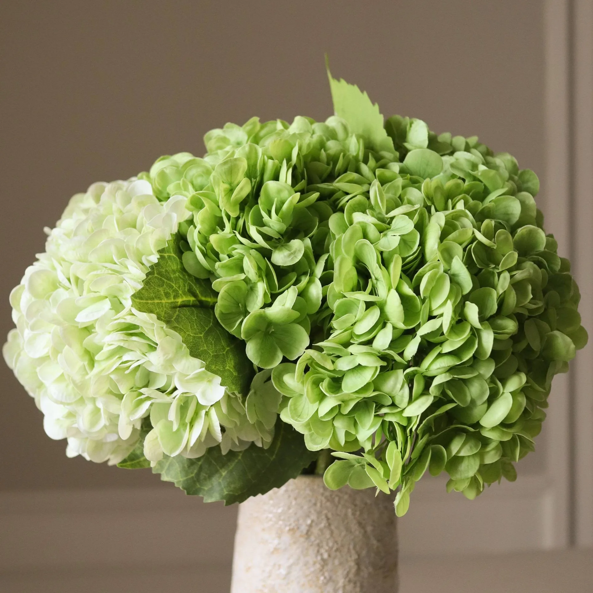 Ramo artificial de hortensias, Verde, 7 ud. Botané