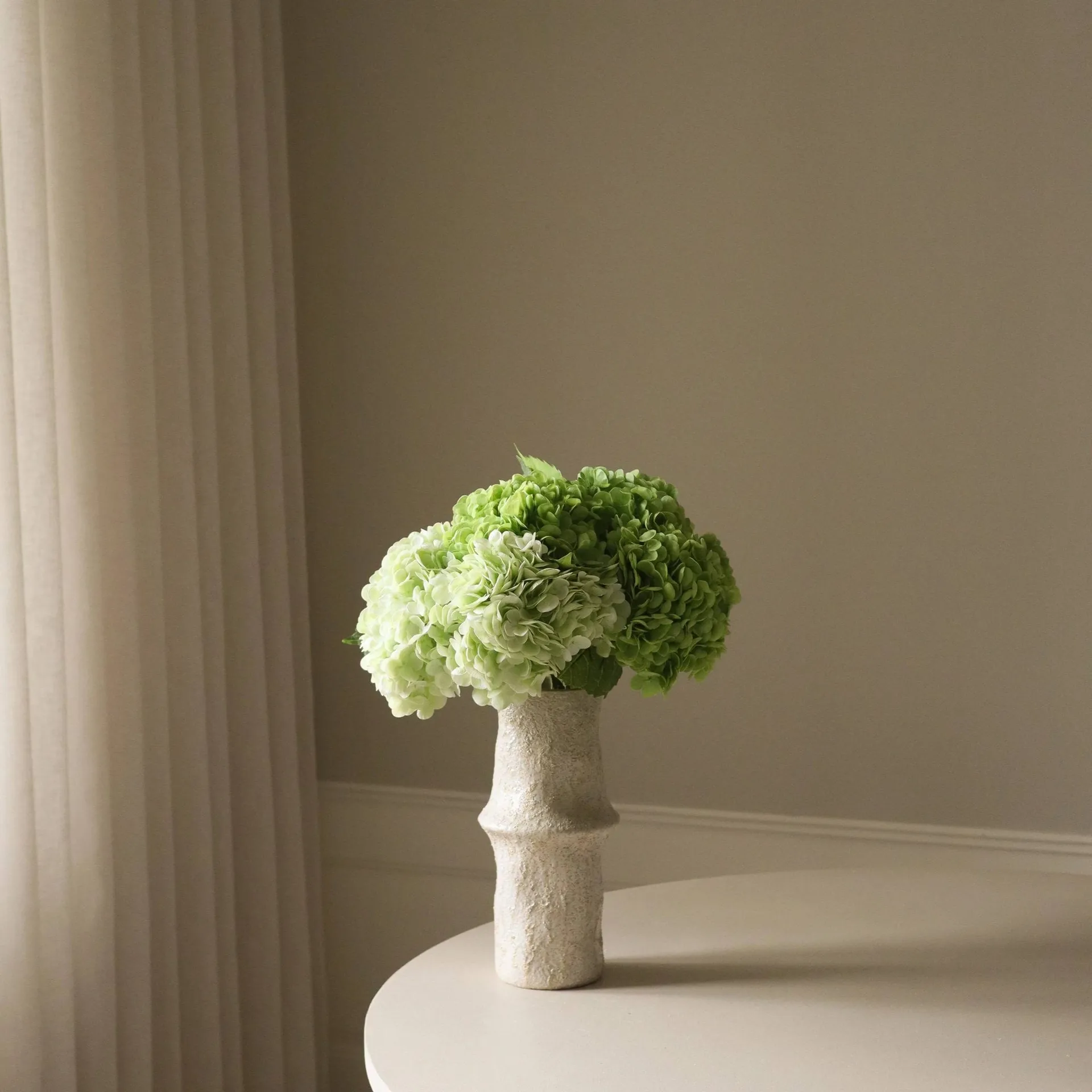 Ramo artificial de hortensias, Verde, 7 ud. Botané
