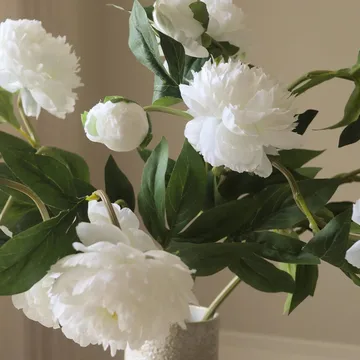 Ramo artificial de peonías - Medium, blanco, 5 ud. - Botané