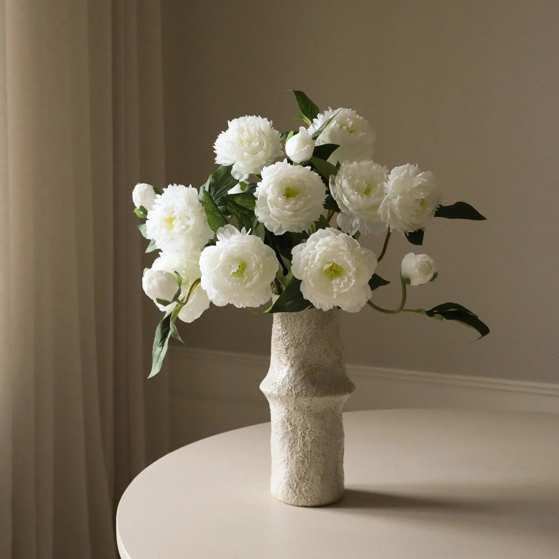 Ramo artificial de peonías, Medium, blanco, 5 ud. Botané