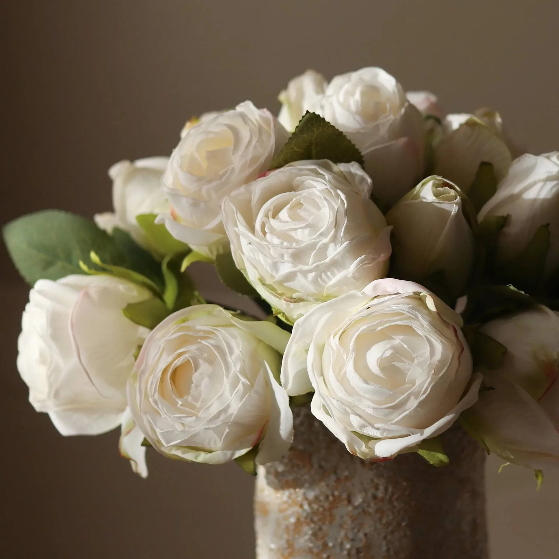 Ramo artificial de rosas, Mini, blanco 10 ud. Botané