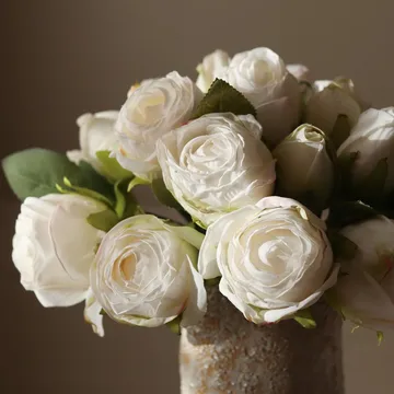 Ramo artificial de rosas - Mini, blanco 10 ud. - Botané