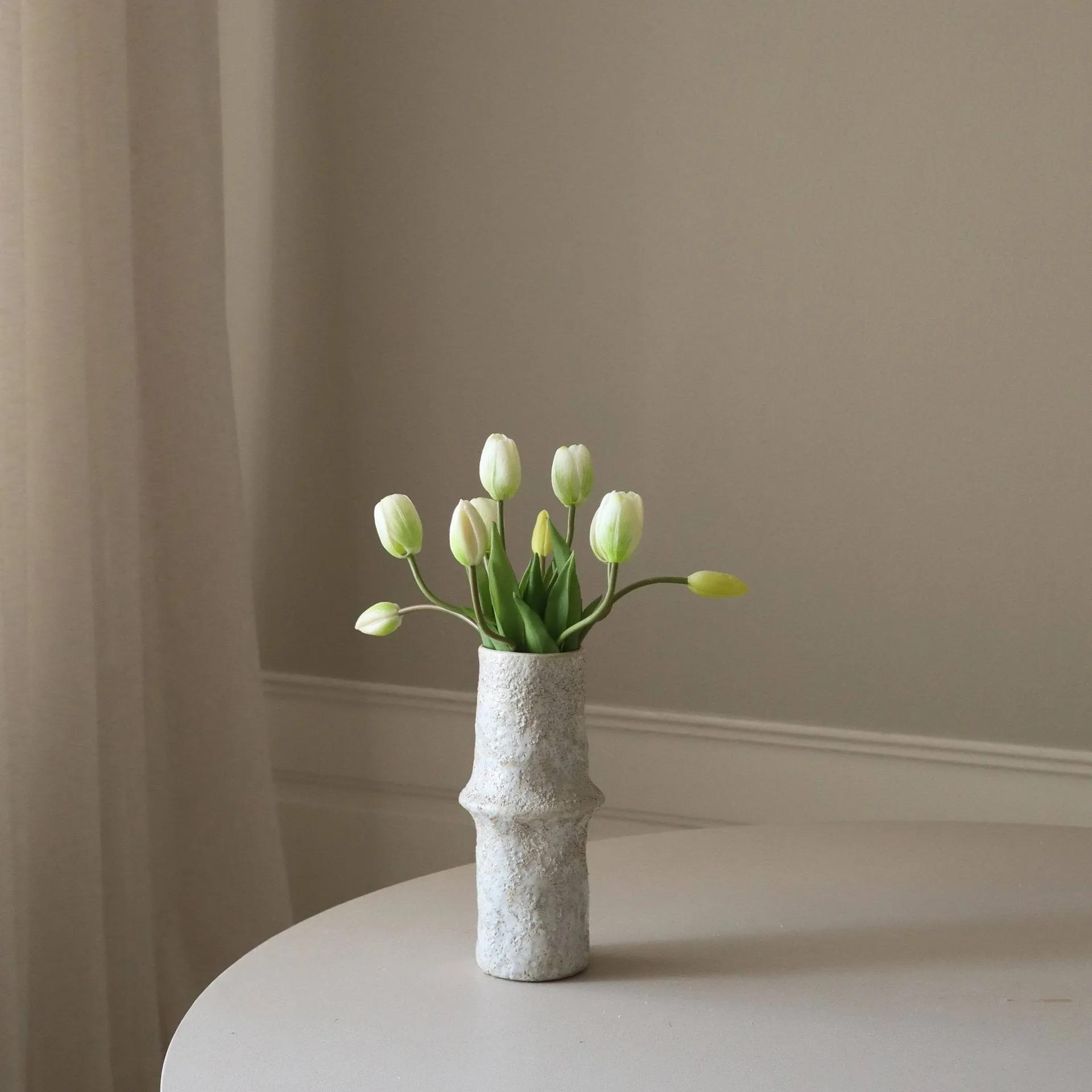 Ramo artificial de tulipanes, Blanco, 10 ud. Botané