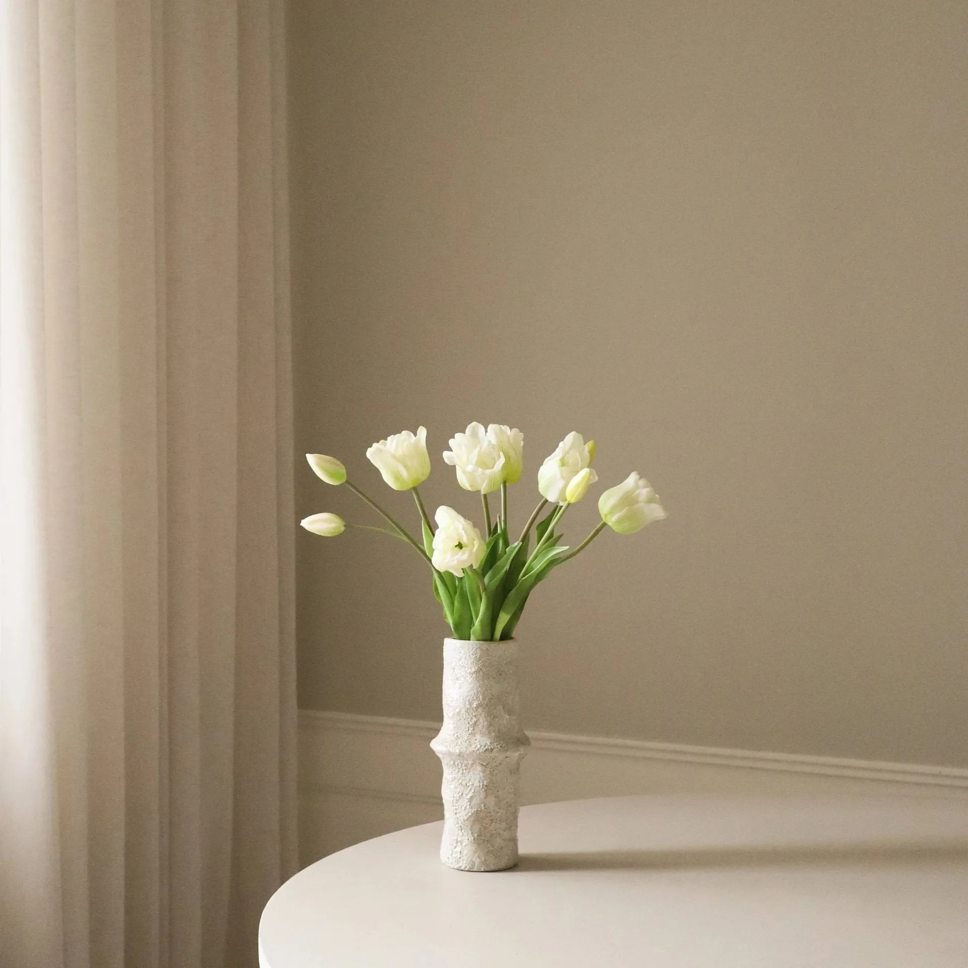 Ramo artificial de tulipanes Triumph, Blanco, 10 ud. Botané