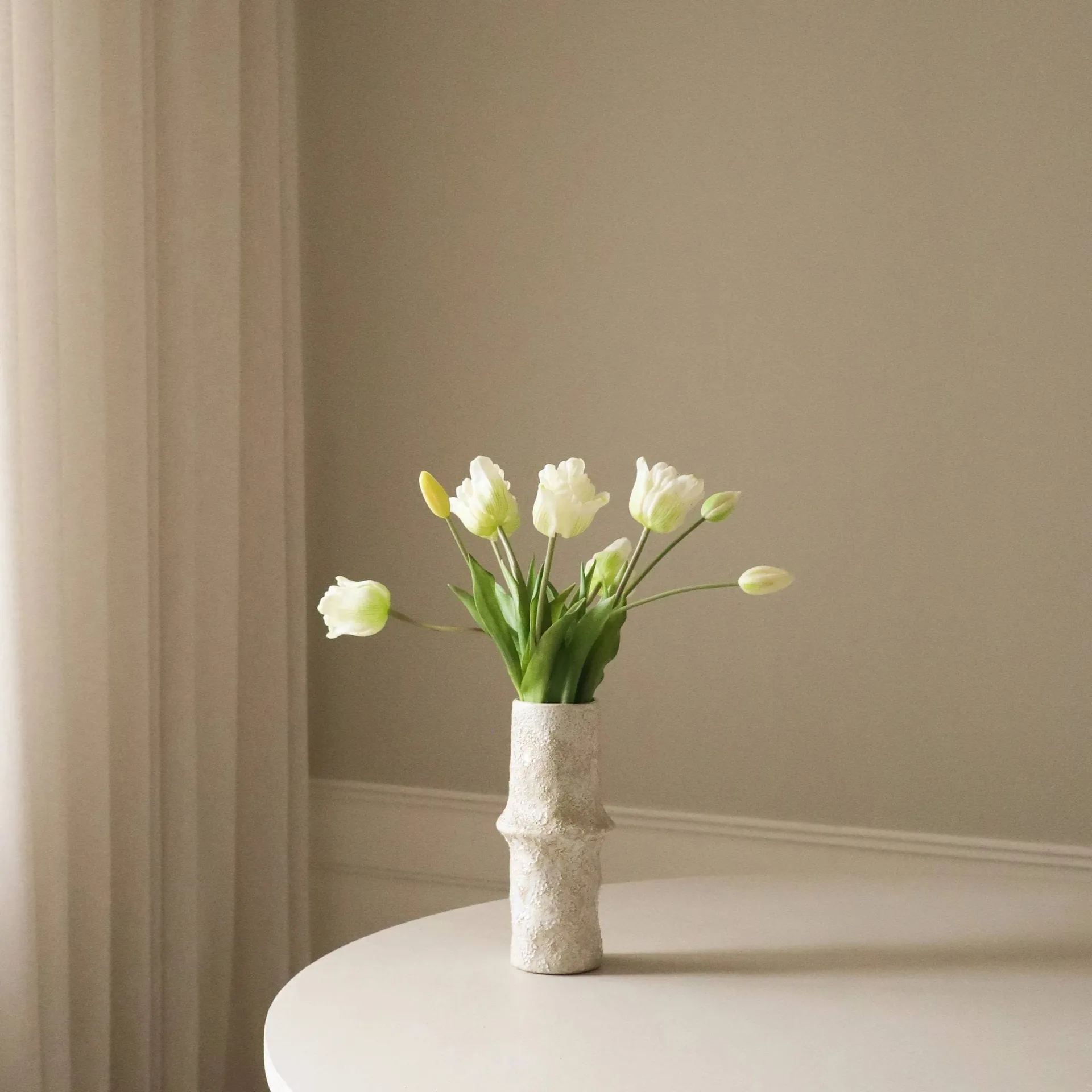 Ramo artificial de tulipanes Triumph, Blanco, 10 ud. Botané