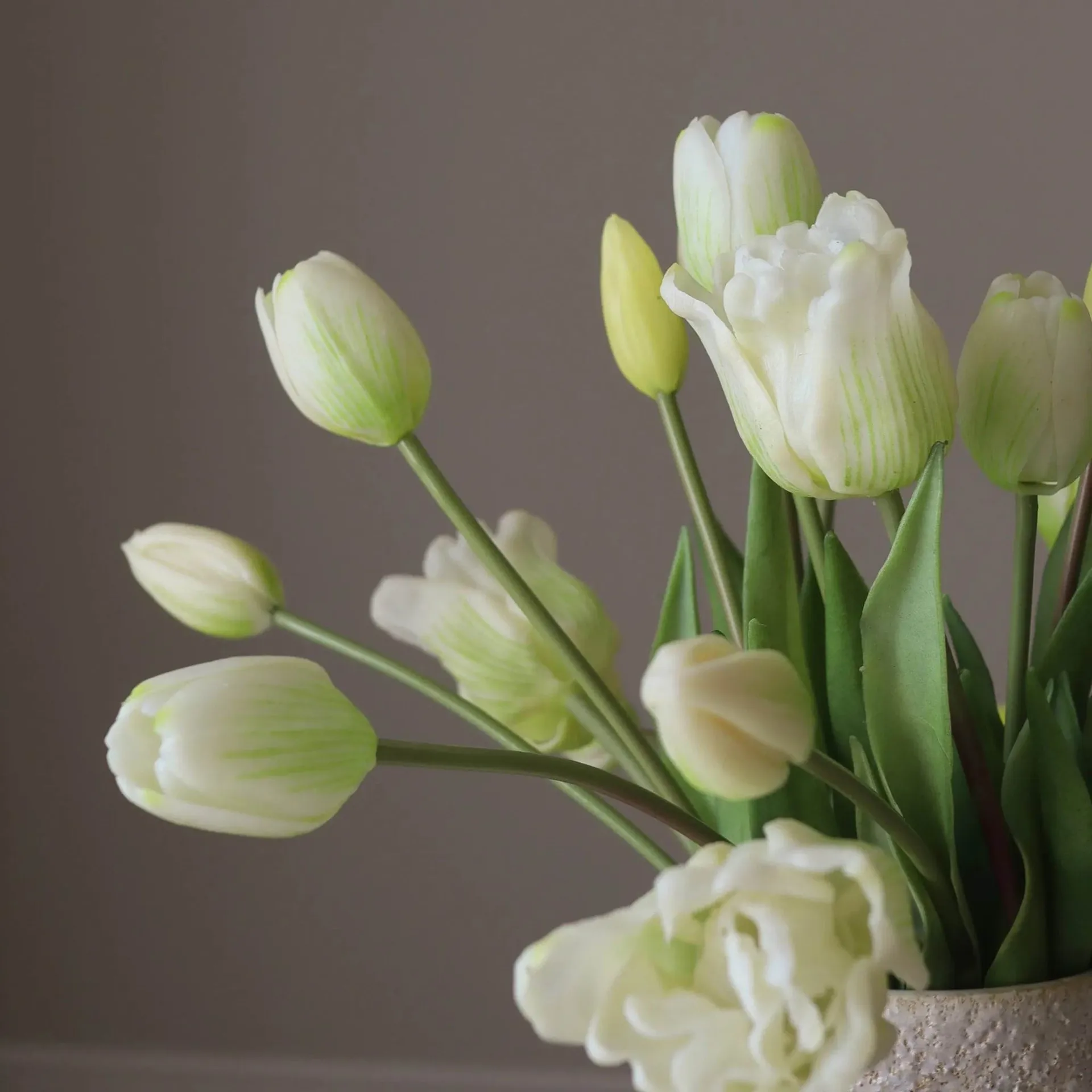 Ramo artificial mixto de tulipanes, Blanco, 20 ud. Botané