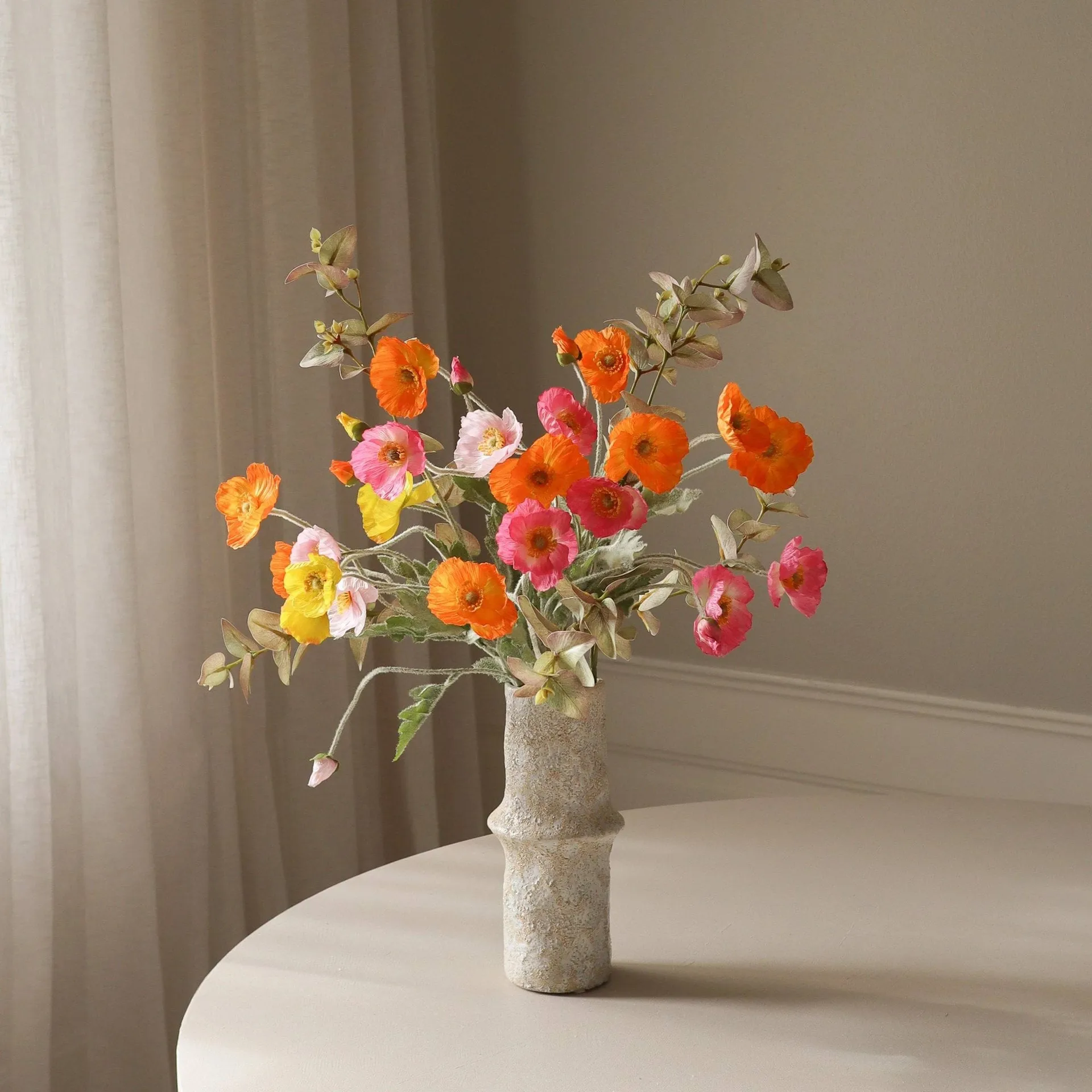 Ramo artificial Poppy Spritz, Amapola-eucalipto, 10 ud. Botané