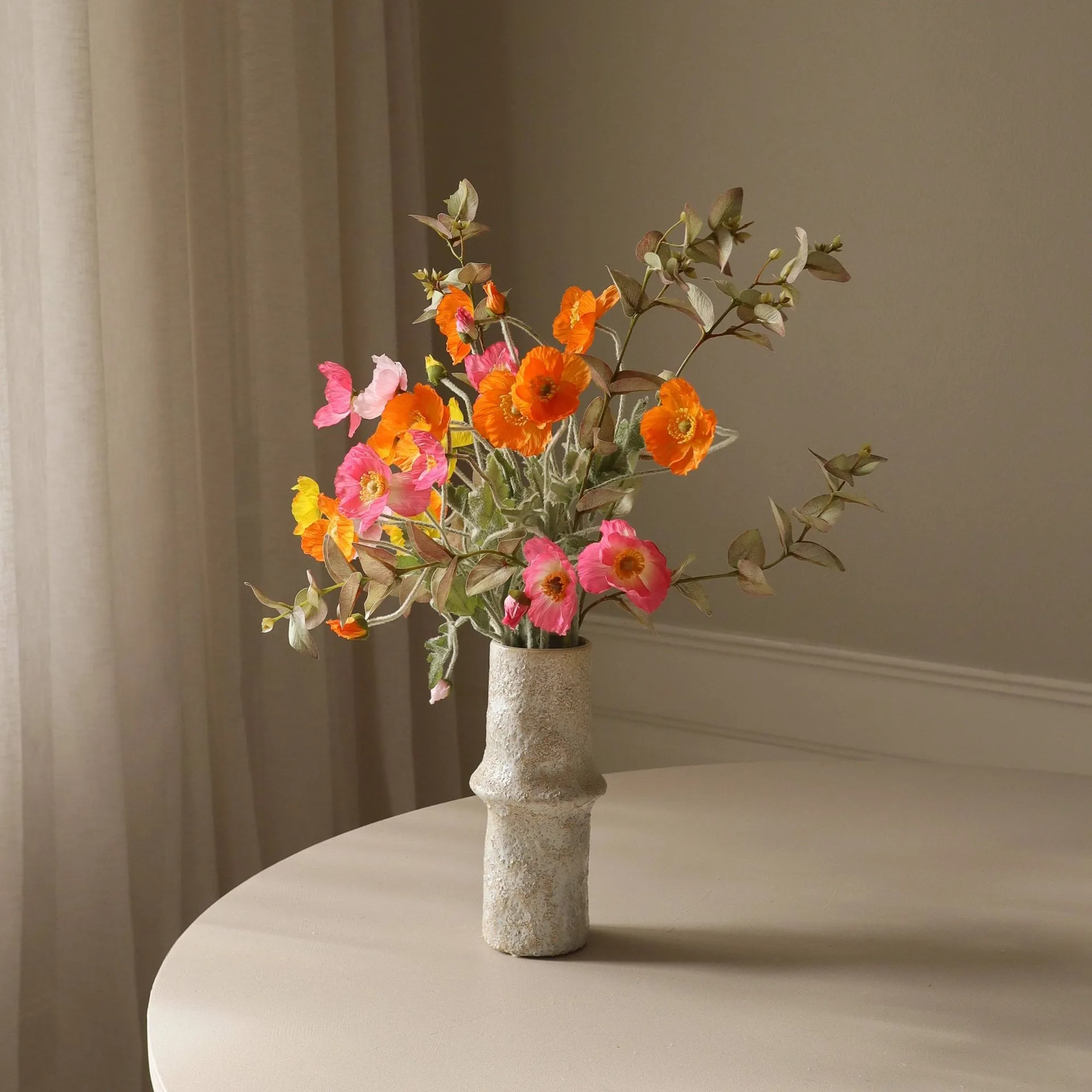 Ramo artificial Poppy Spritz, Amapola-eucalipto, 10 ud. Botané
