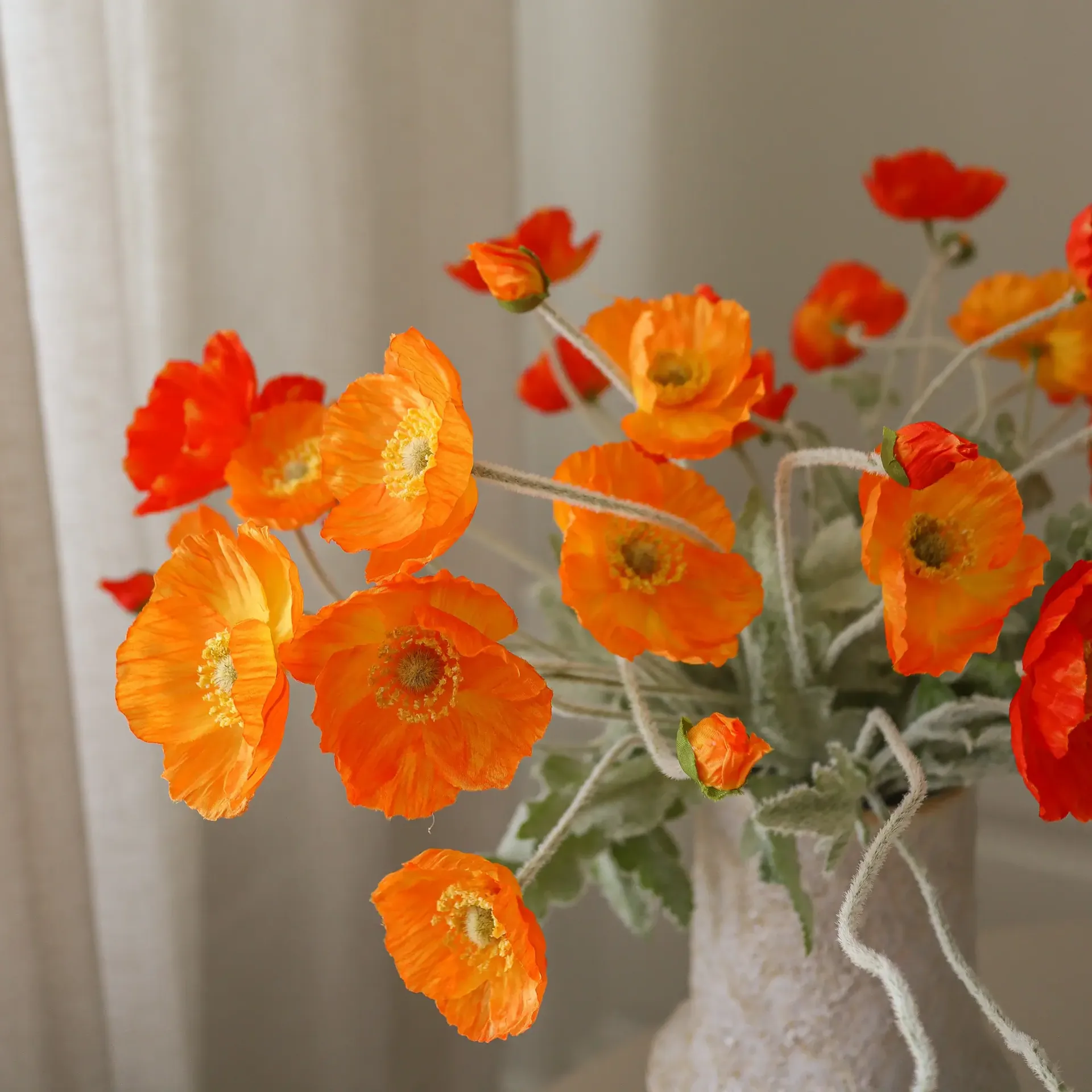 Ramo artificial Poppy Sunset, Amapola, 56 cm, 11 uds Botané