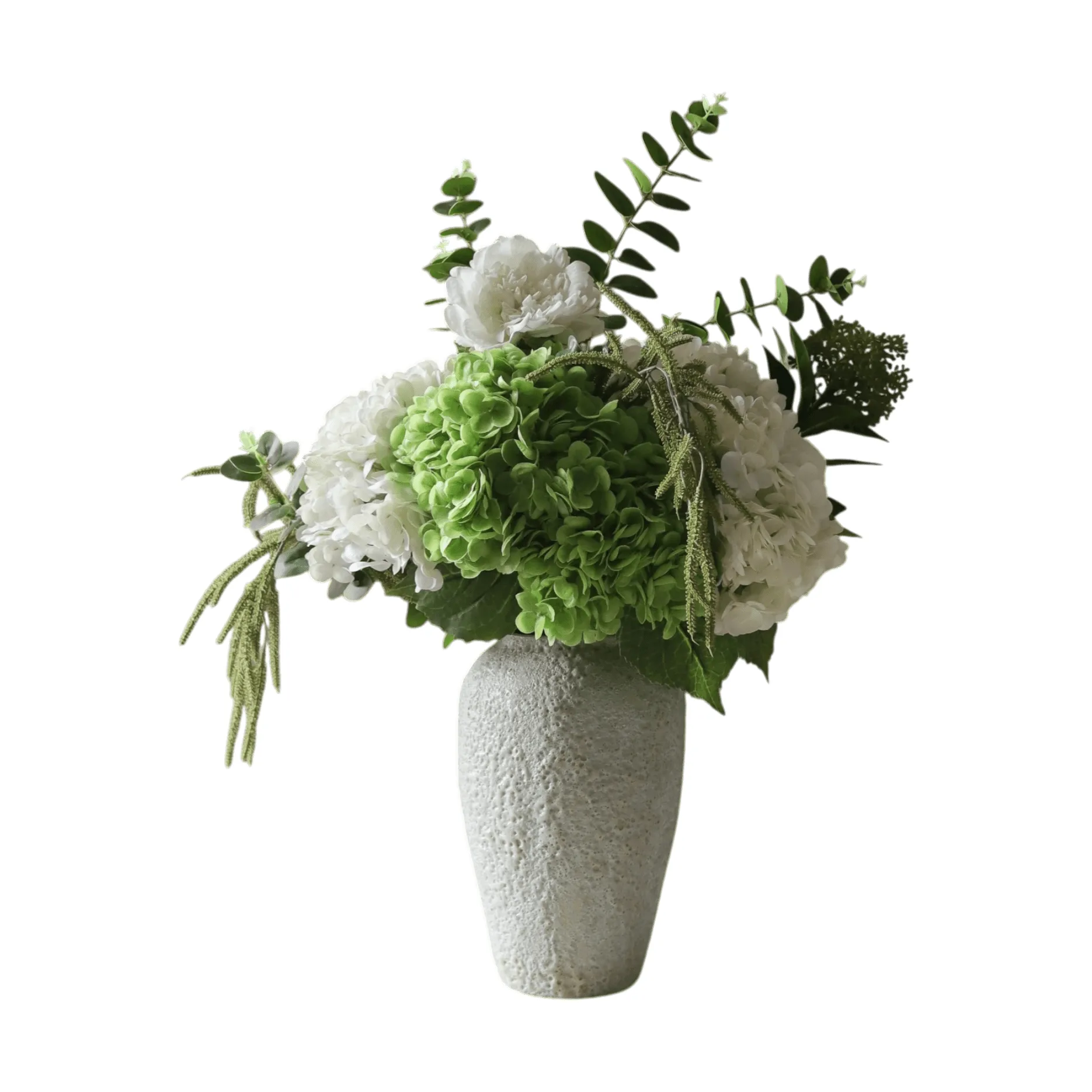 Ramo artificial Smashed Avocado, Hortensia-peonía-amaranto-bayas de skimmia-eucalipto, 12 ud. Botané