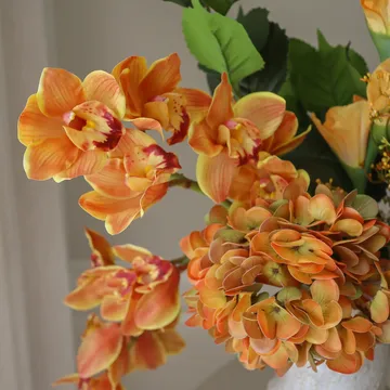Ramo artificial The Orangery - Orquídea cymbidium-gladiolo-hortensia, 85 cm, 10 uds - Botané