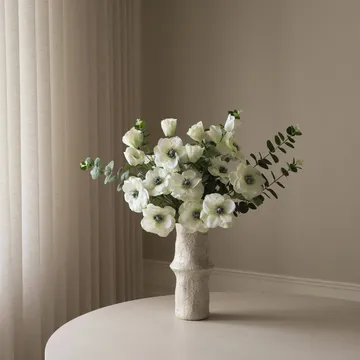 Ramo artificial White Satin - Anémona-eucalipto, 9 ud. - Botané