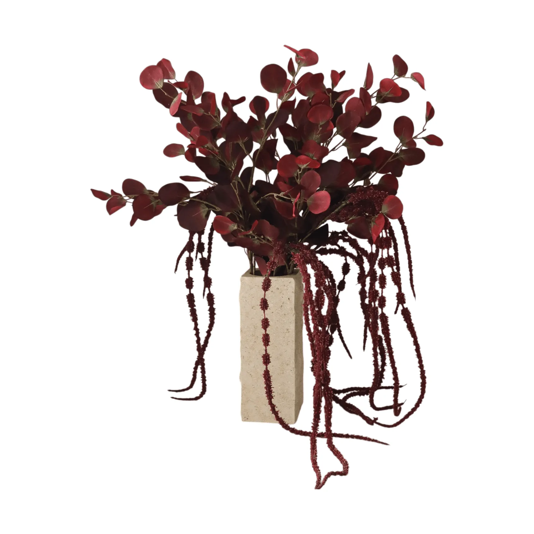 Ramo sintético Burgundy Veil, Eucalipto, amaranto, 84 cm Botané
