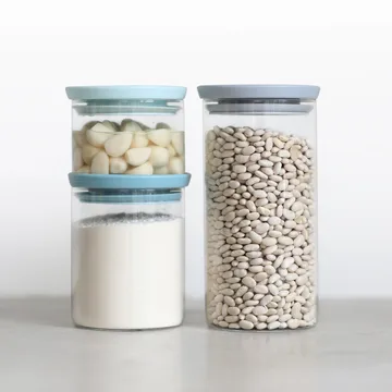 3 botes de cristal Brabantia - gris-azul - Brabantia