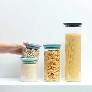 3 botes de cristal Brabantia - gris-azul - Brabantia