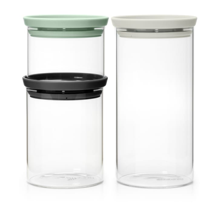 3 botes de cristal Brabantia - negro-gris-verde - Brabantia