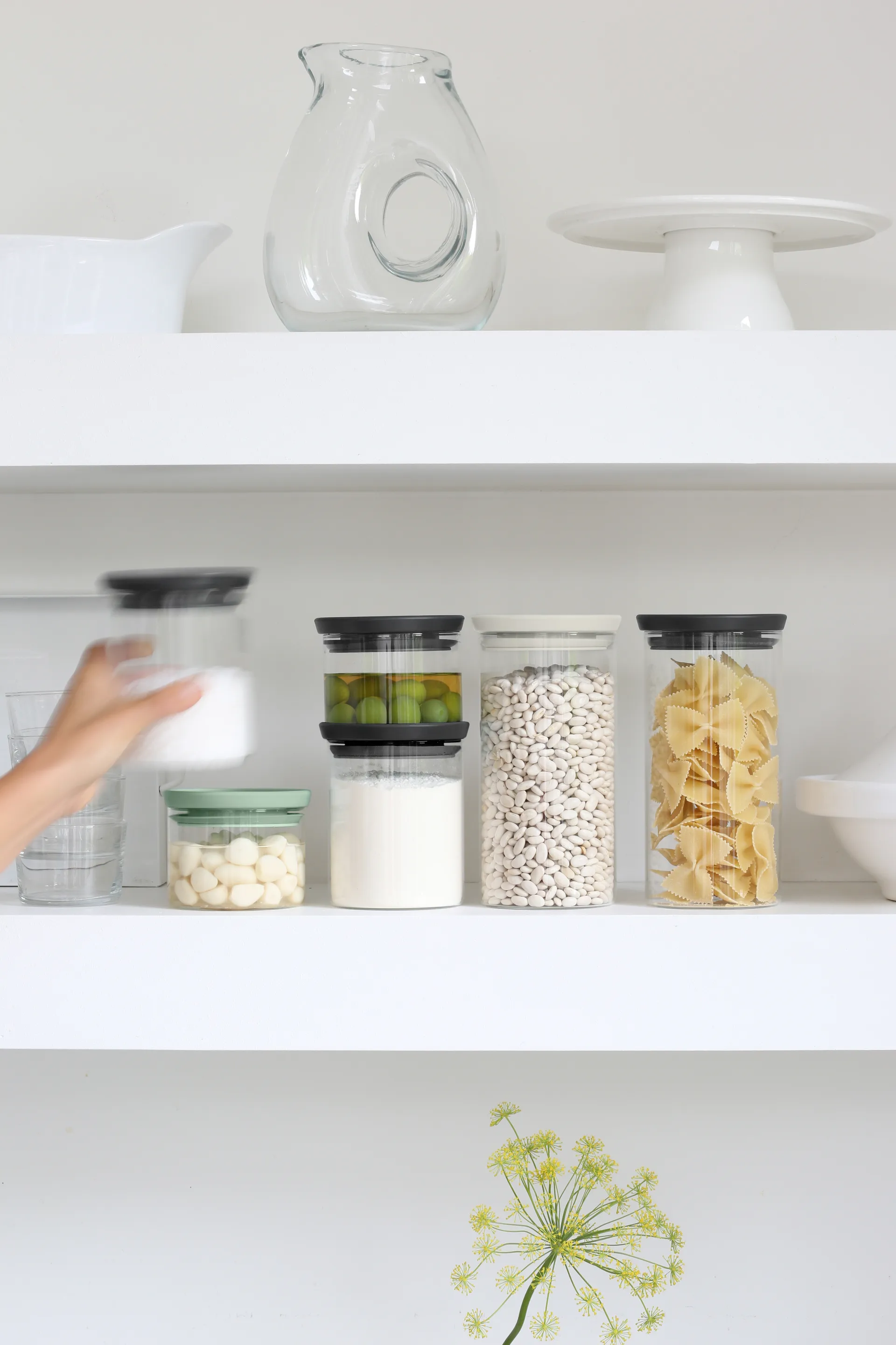 3 botes de cristal Brabantia, negro-gris-verde Brabantia