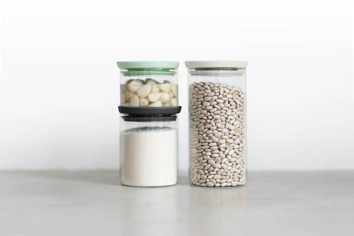 3 botes de cristal Brabantia, negro-gris-verde Brabantia