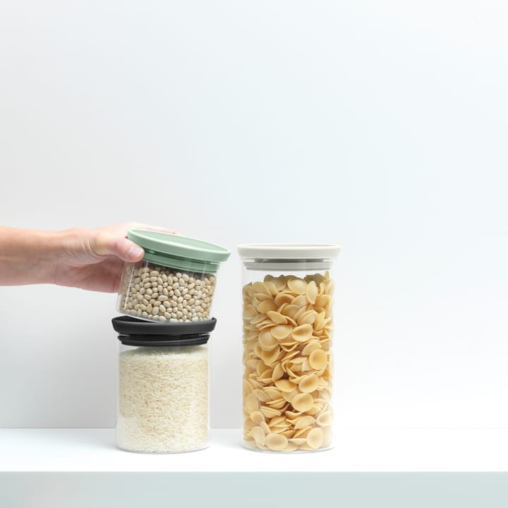 3 botes de cristal Brabantia, negro-gris-verde Brabantia